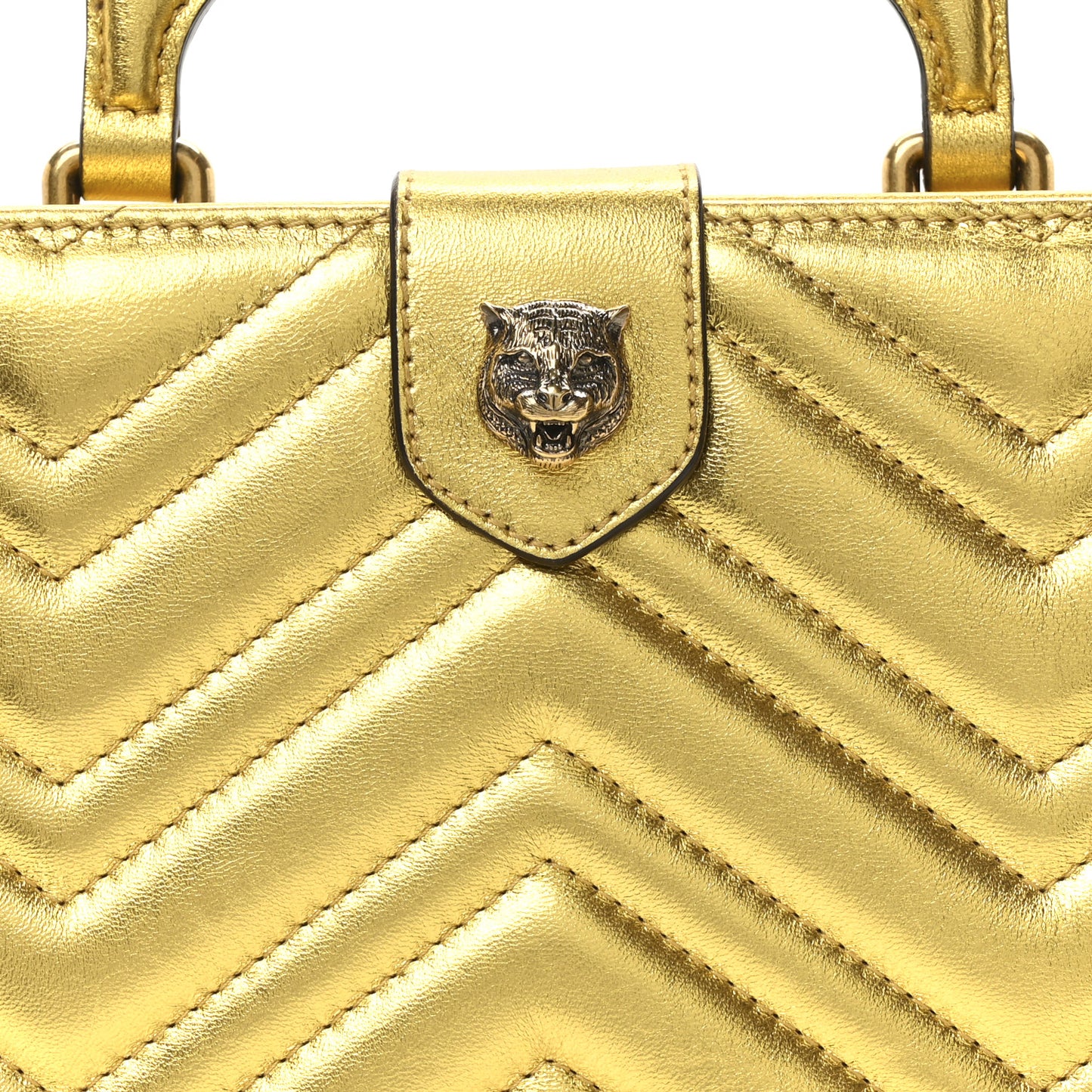 Metallic Nappa Matelasse Broadway Top Handle Bag Gold