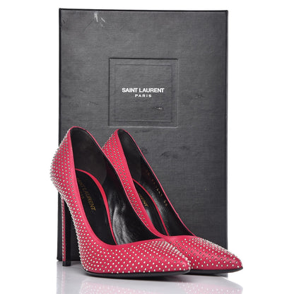 Saint Laurent Calfskin Micro Stud Paris 105 Pumps 38 Fuchsia 12 of 12
