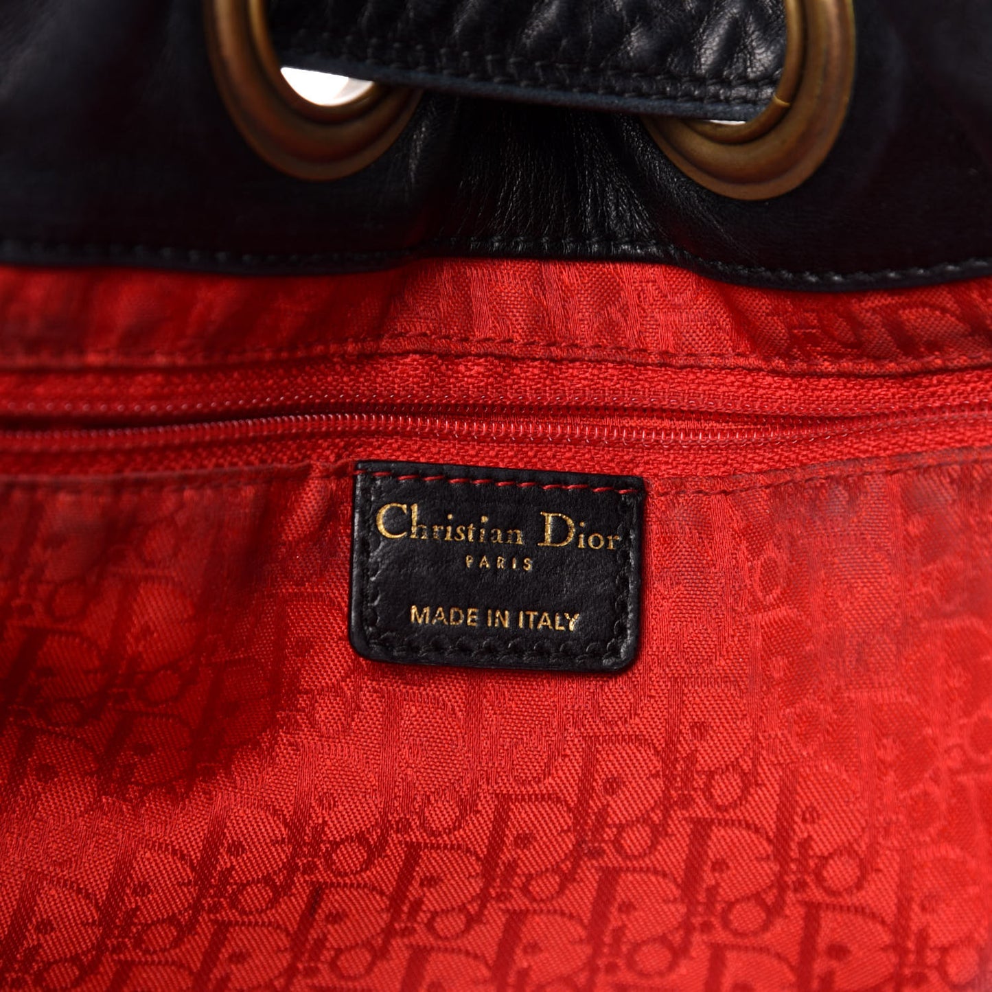 Lambskin Cannage Drawstring Bag Black