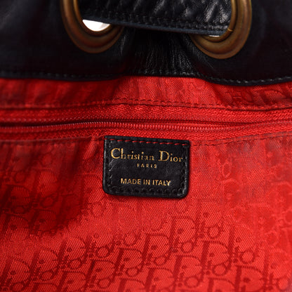 Christian Dior Lambskin Cannage Drawstring Bag Black 7 of 17