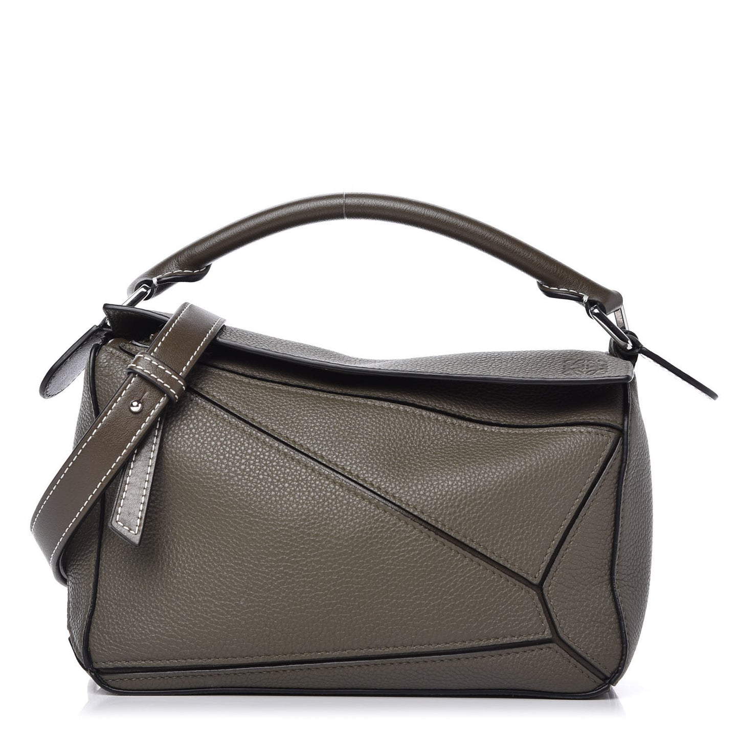 Calfskin Small Puzzle Bag Khaki Green