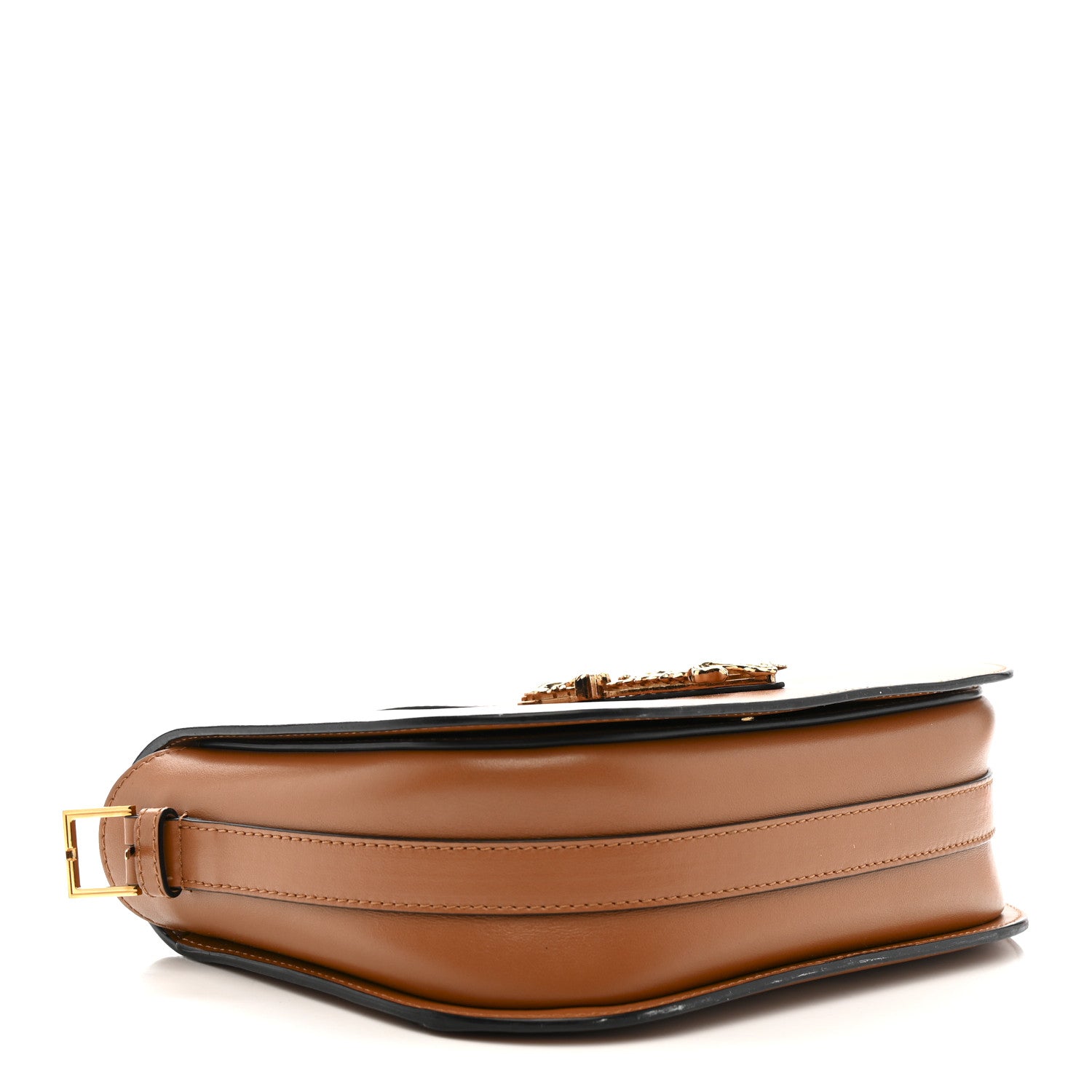 Versace Grained Calfskin Virtus Shoulder Bag Brown 4 of 14
