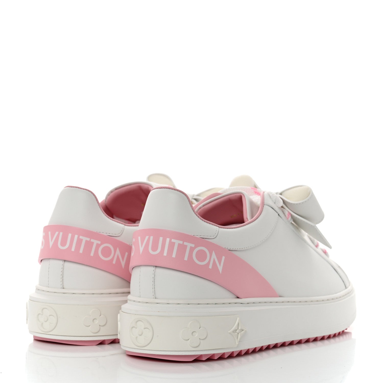 Louis Vuitton Calfskin Time Out Bow Sneakers 41 White Pink 4 of 9