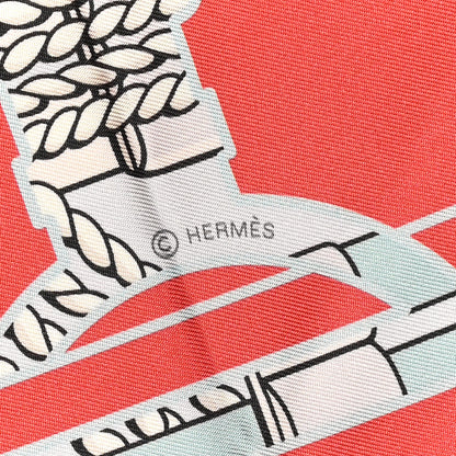 Hermes Silk Tatersale en Zig Zag Double Face Scarf 90 Grenadine Vert Creme 4 of 5