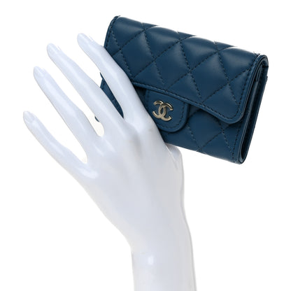 Chanel Lambskin Quilted Flap Card Holder Wallet Dark Blue 2 of 7