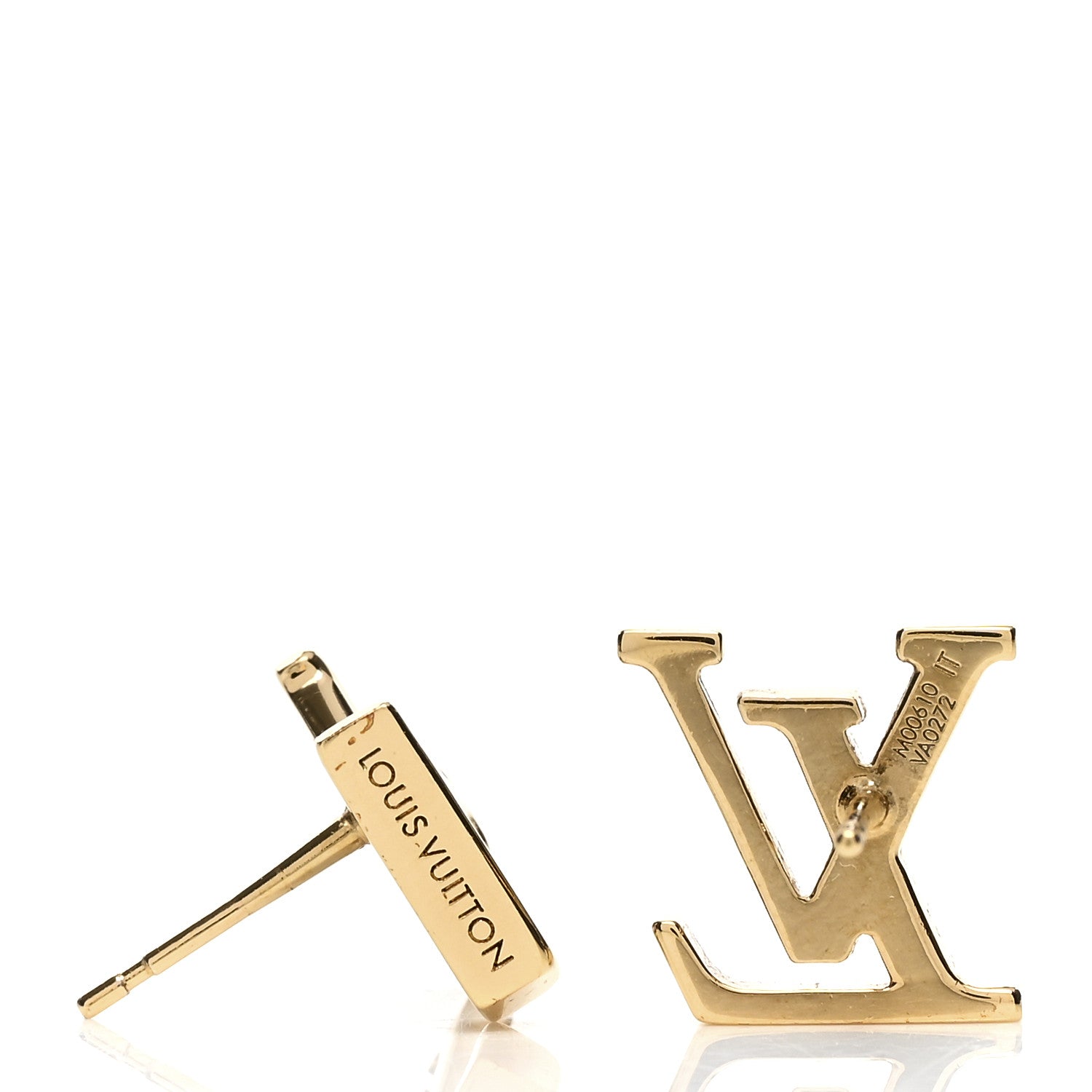Louis Vuitton Metal LV Iconic Earrings Gold 4 of 4