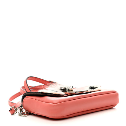 Fendi Nappa Rabbit Fox Fur Micro Buggie Baguette Coral 6 of 29