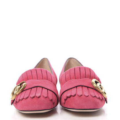 Gucci Kid Scamosciato GG Marmont Fringe Flats 35 Hot Pink 2 of 7