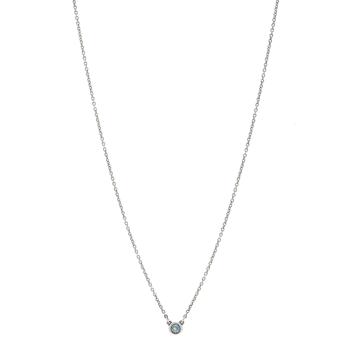 Sterling Silver Aquamarine .06ct Elsa Peretti Color by the Yard Pendant Necklace