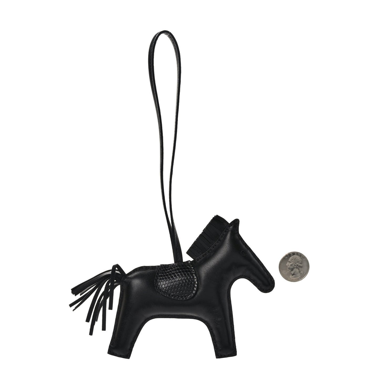 Milo Lambskin Lizard Touch Grigri Rodeo Horse Bag Charm MM So Black