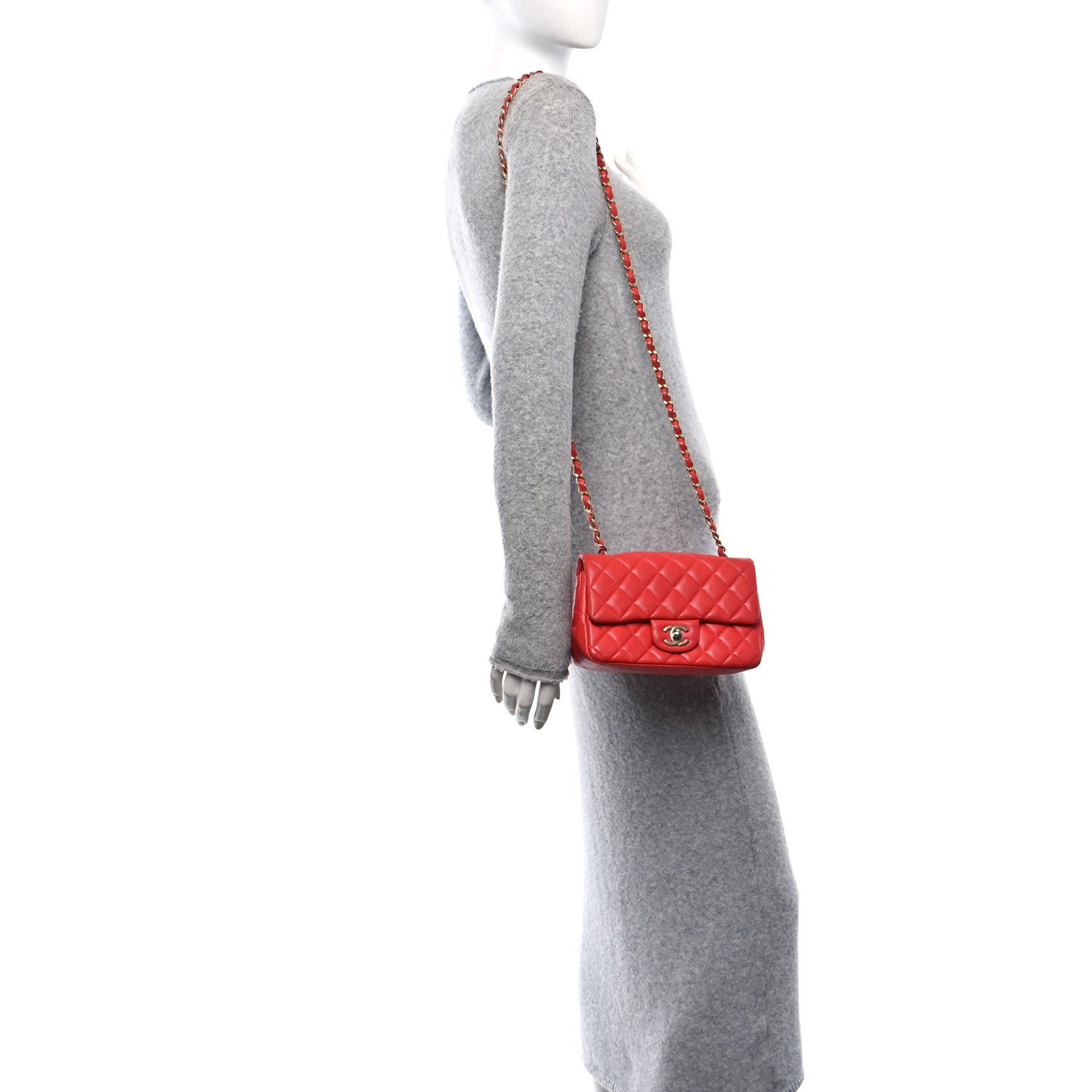 Chanel Lambskin Quilted Mini Rectangular Flap Red 2 of 11