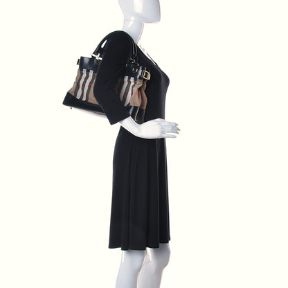 Burberry House Check Bridle Calfskin Hepburn Satchel Black 2 of 14