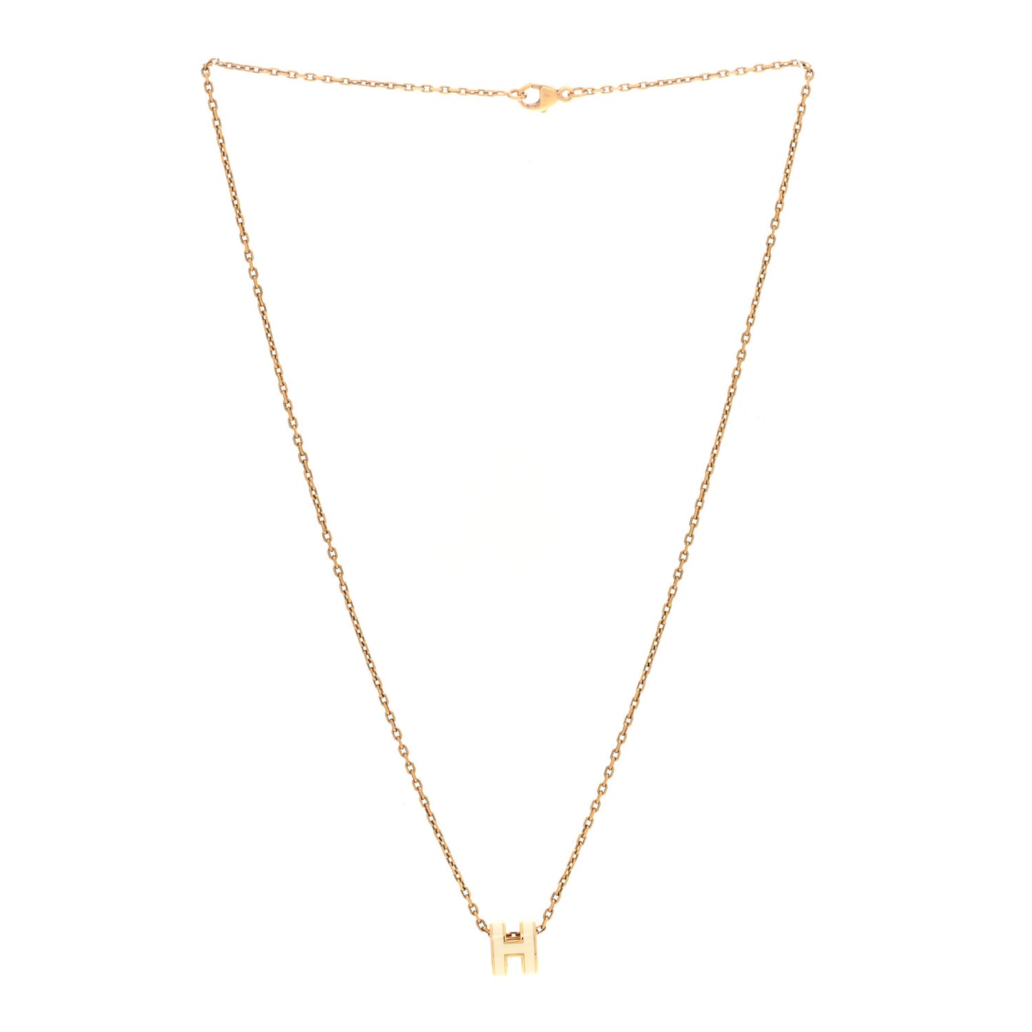 Lacquered Gold Mini Pop H Pendant Necklace White