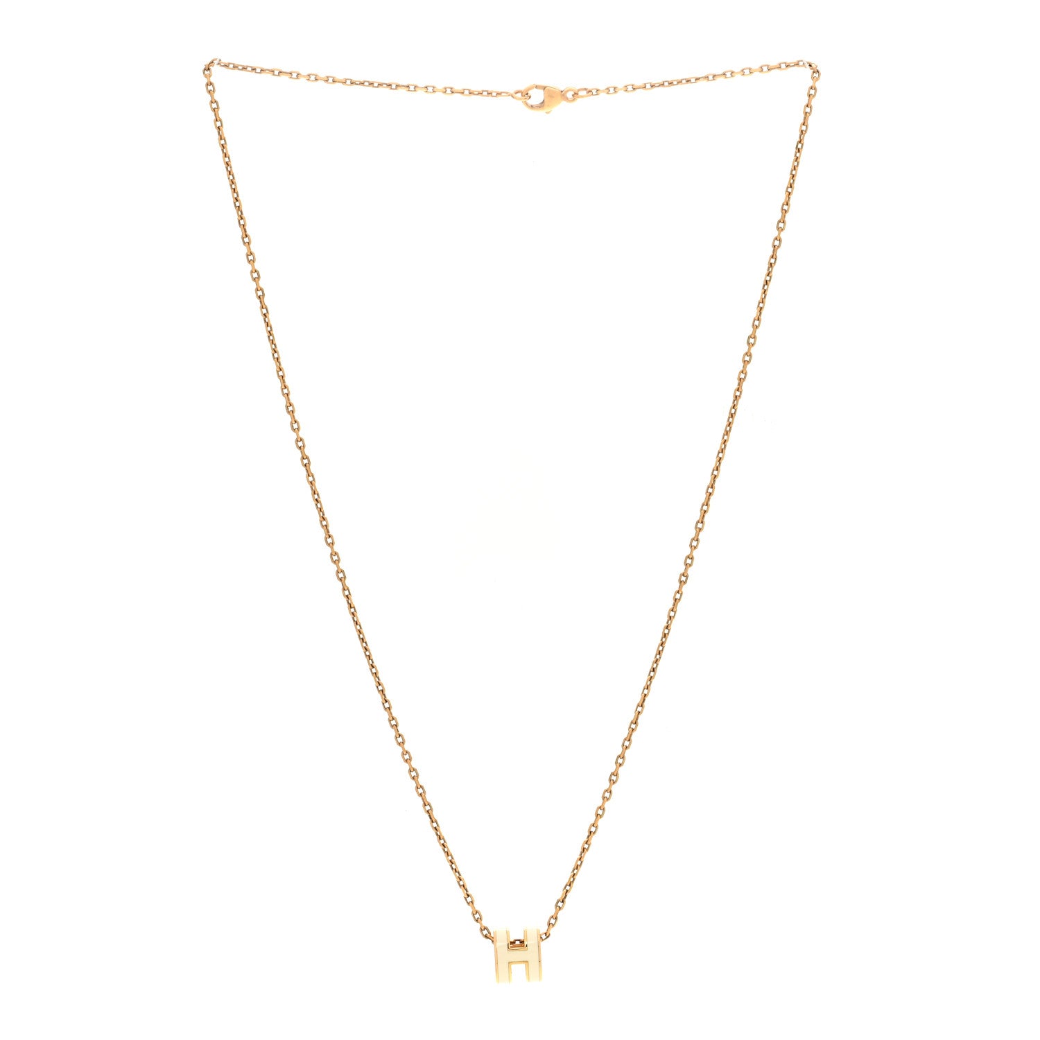 Hermes Lacquered Gold Mini Pop H Pendant Necklace White 3 of 7