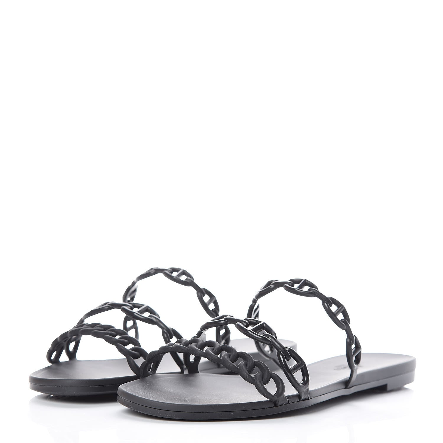 Hermes Rubber Chaine d'Ancre Rivage Sandals 38 Black 3 of 9