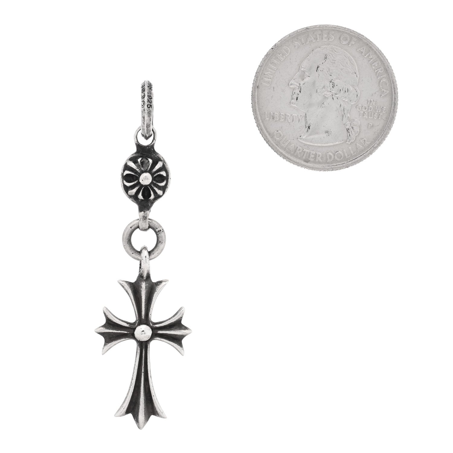 Chrome Hearts Sterling Silver Tiny CH Cross Ball Pendant 2 of 3