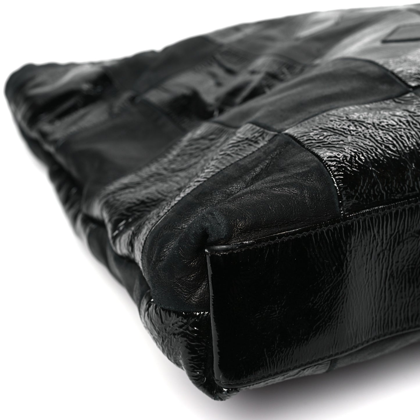 Lambskin Patent Calfskin Brooklyn Patchwork Extra Large Hobo Black