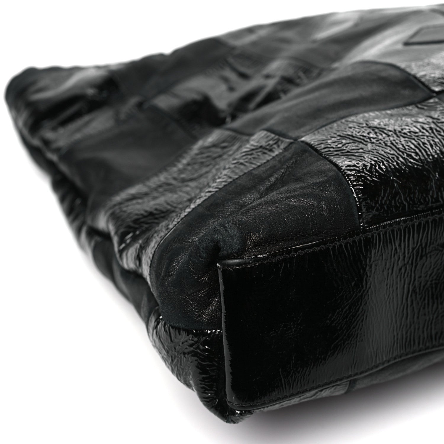 Chanel Lambskin Patent Calfskin Brooklyn Patchwork Extra Large Hobo Black 8 of 10