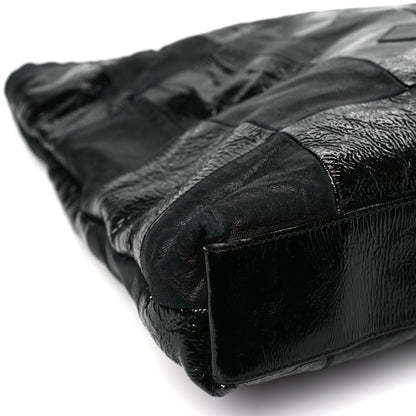 Chanel Lambskin Patent Calfskin Brooklyn Patchwork Extra Large Hobo Black 8 of 10