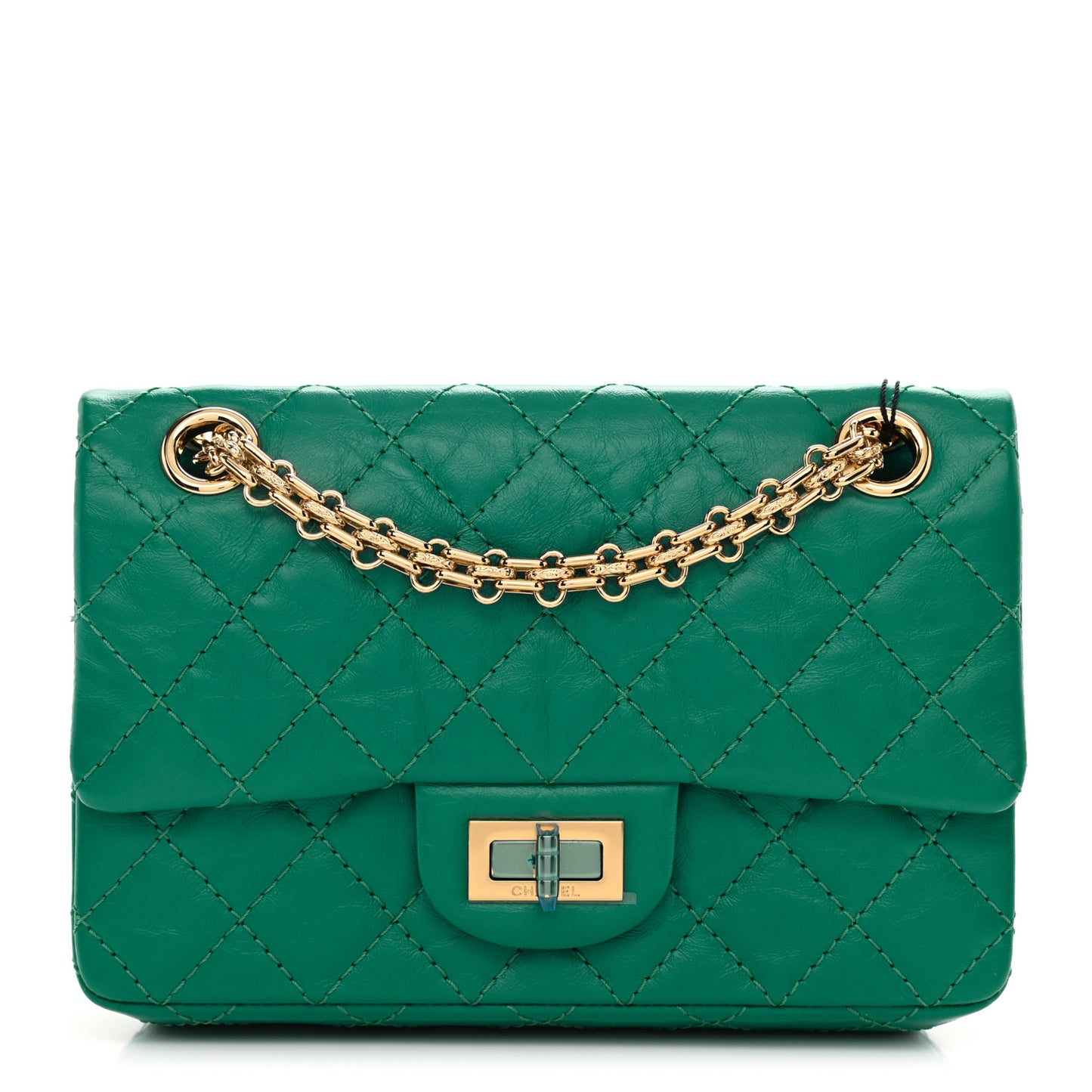 Aged Calfskin Quilted 2.55 Reissue Mini Flap Green