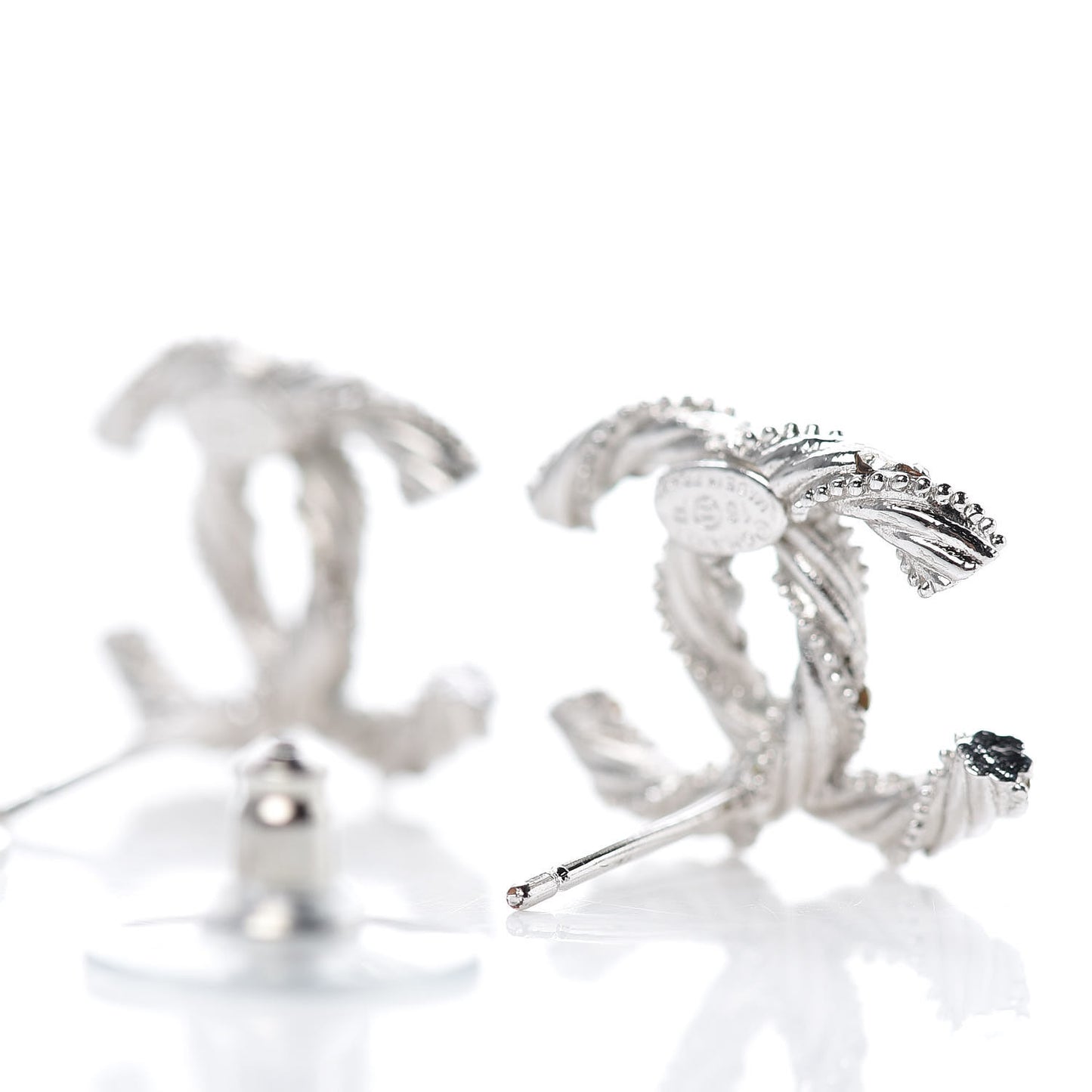 Crystal CC Twisted Earrings Silver