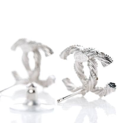 Chanel Crystal CC Twisted Earrings Silver 3 of 4