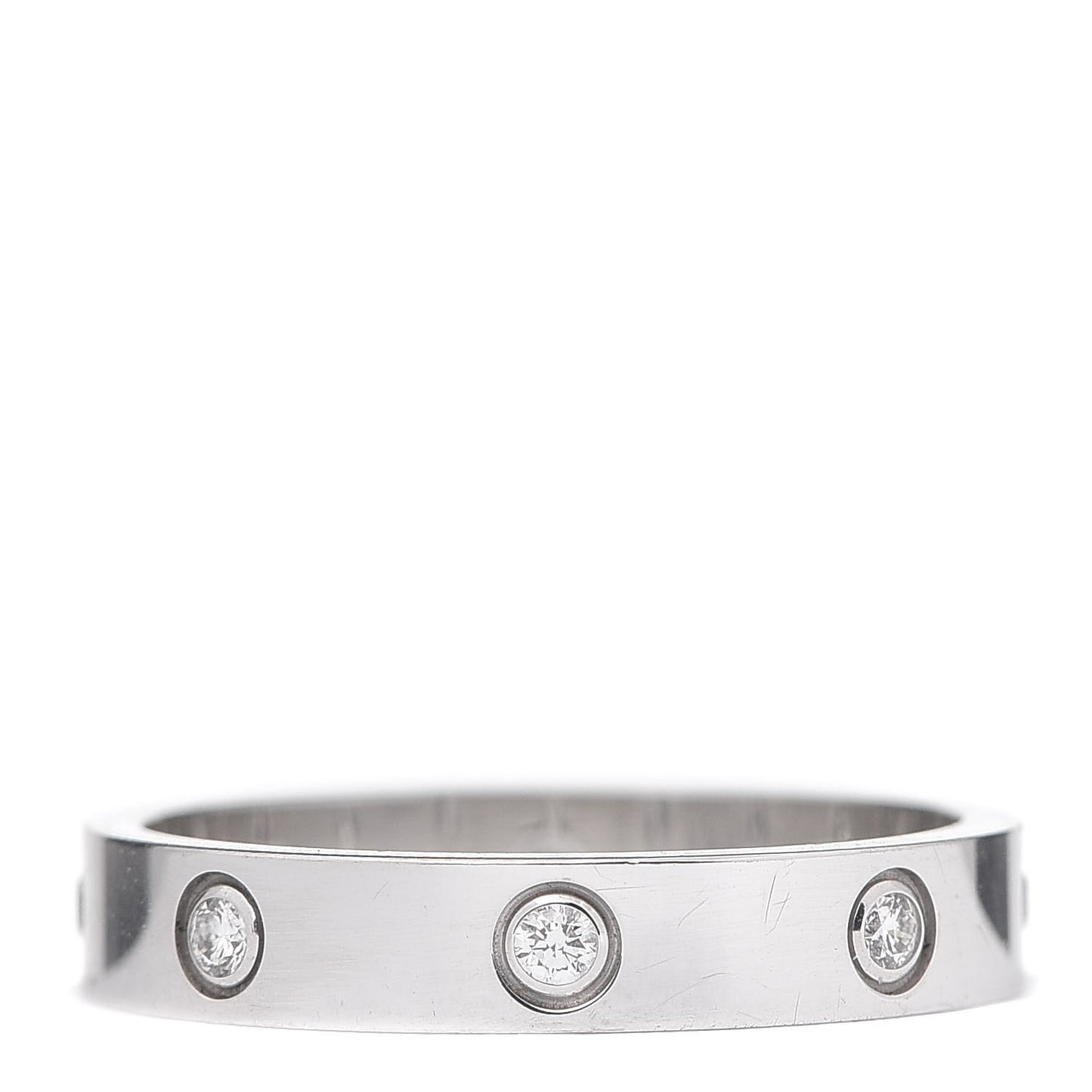 18K White Gold 8 Diamond 4mm Wedding Band LOVE Ring 59 8.75