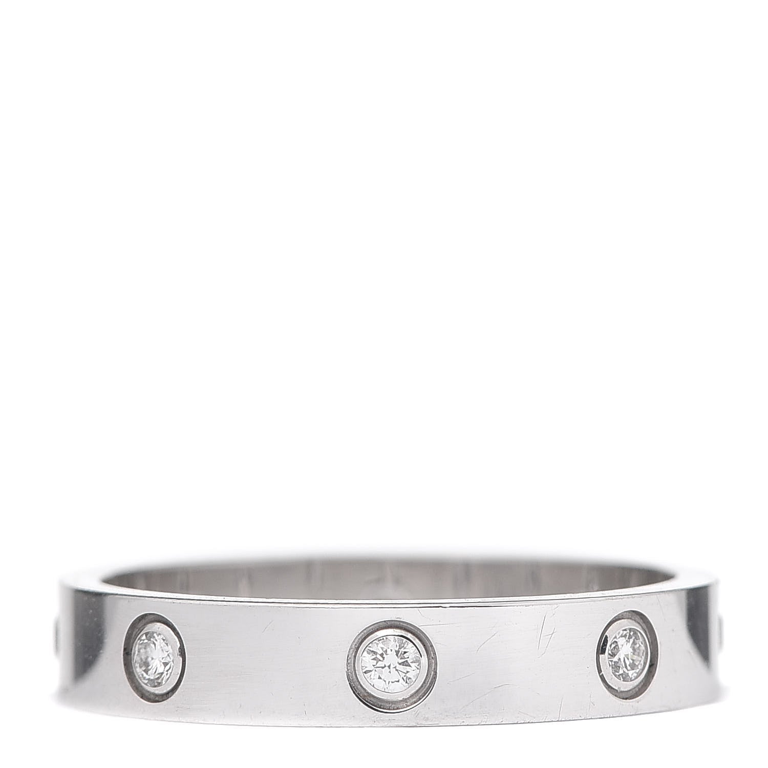 Cartier 18K White Gold 8 Diamond 4mm Wedding Band LOVE Ring 59 8.75 1 of 6