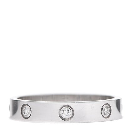 Cartier 18K White Gold 8 Diamond 4mm Wedding Band LOVE Ring 59 8.75 1 of 6