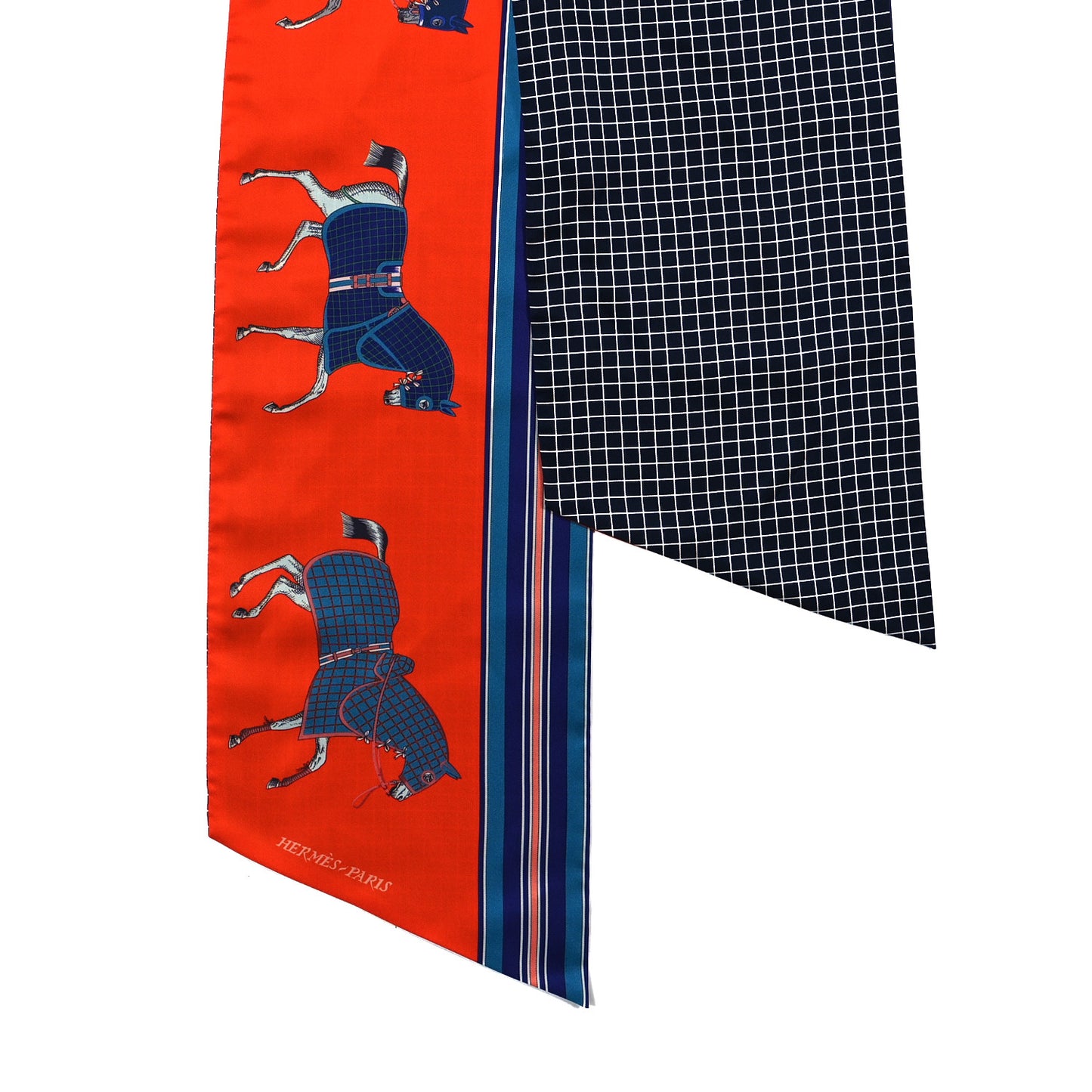 Silk Couvertures et Tenues de Jour a Carreaux Maxi Twilly Cut Vermillon Marine Ciel