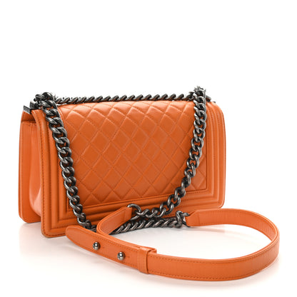 Chanel Lambskin Quilted Medium Boy Flap Orange 3 of 9
