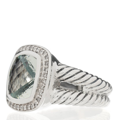 David Yurman Sterling Silver Diamond Prasiolite 11mm Albion Ring 54 6.75 3 of 5