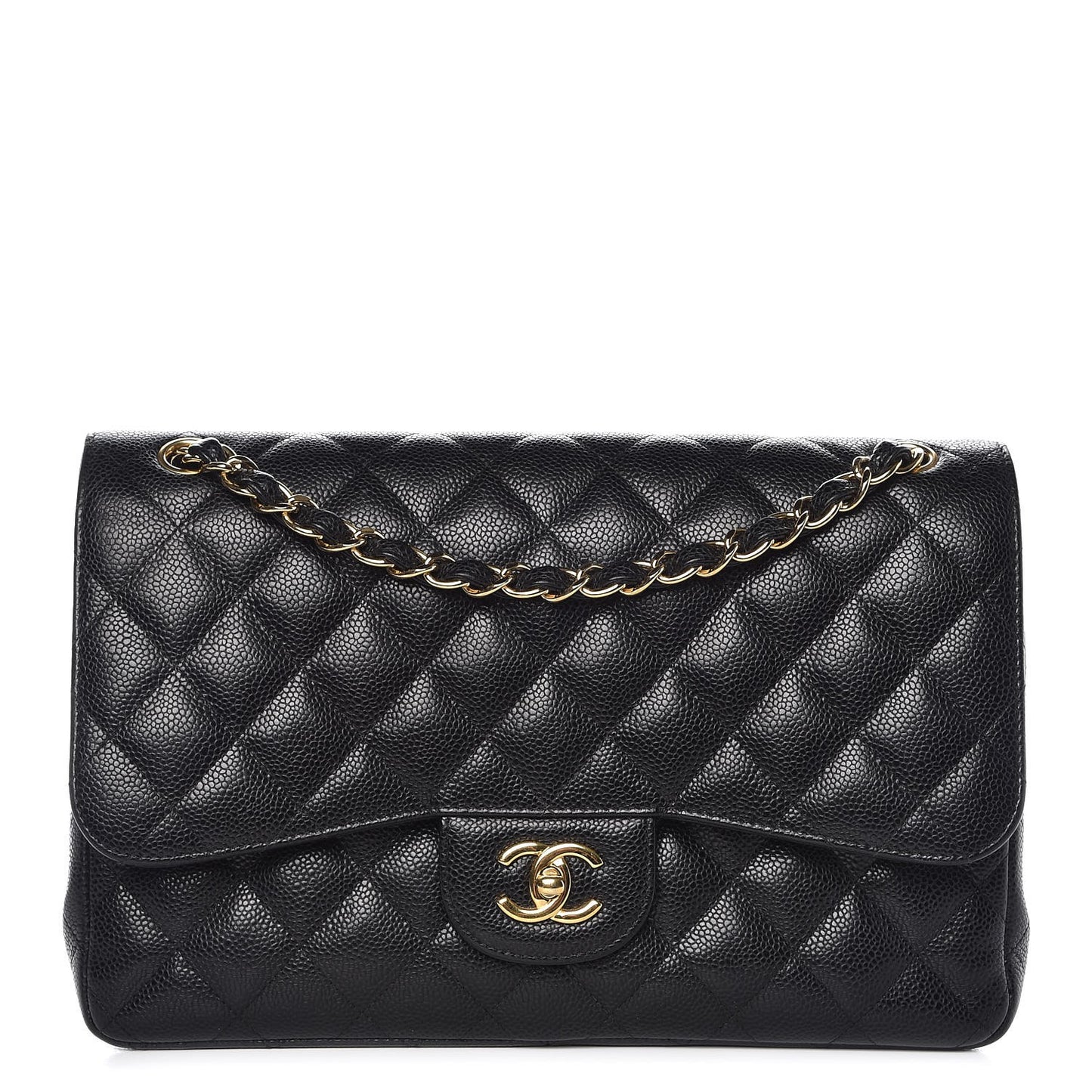 Caviar Quilted Jumbo Double Flap Black