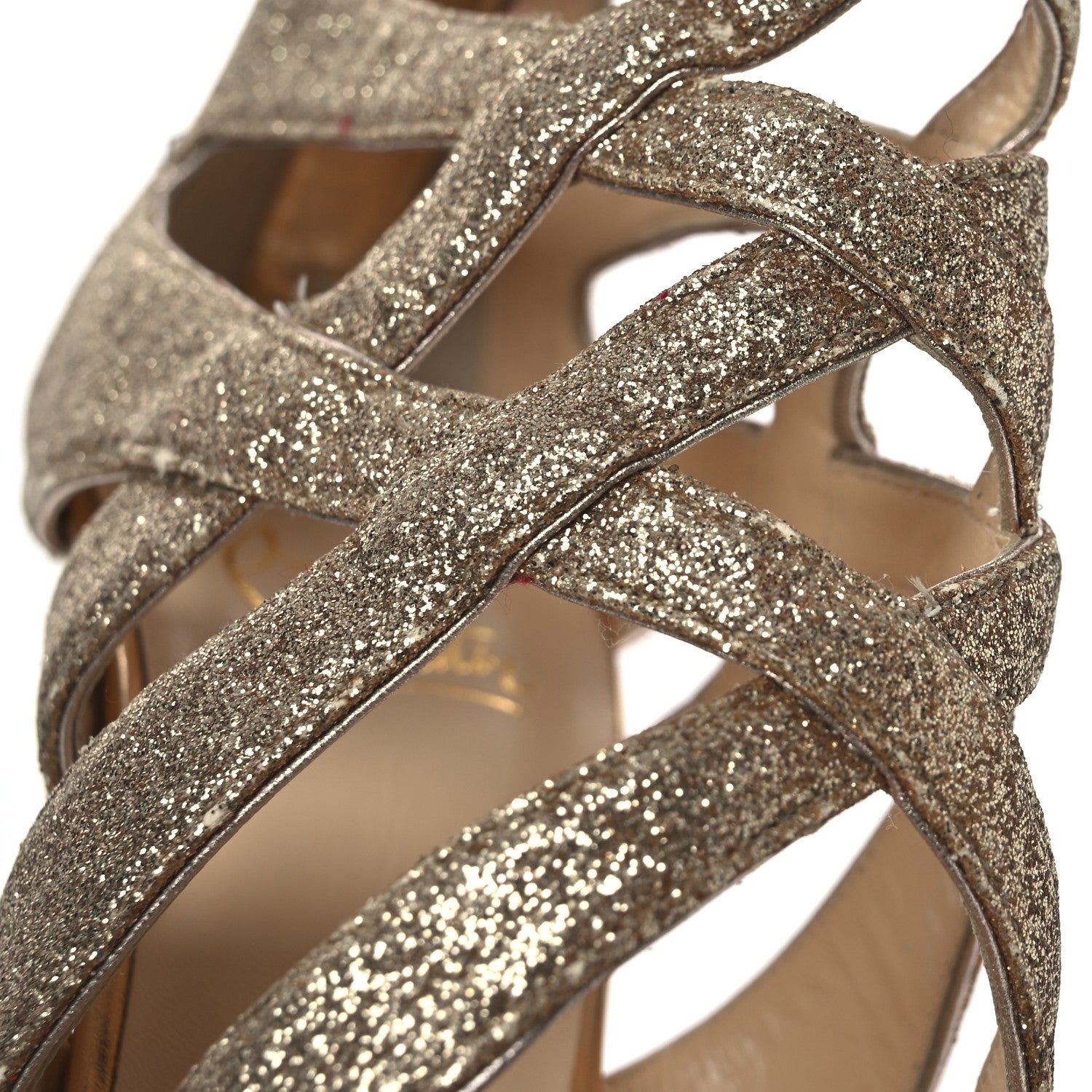 Christian Louboutin Glitter Mini Specchio Balota Platform Sandals 37.5 Gold 10 of 16
