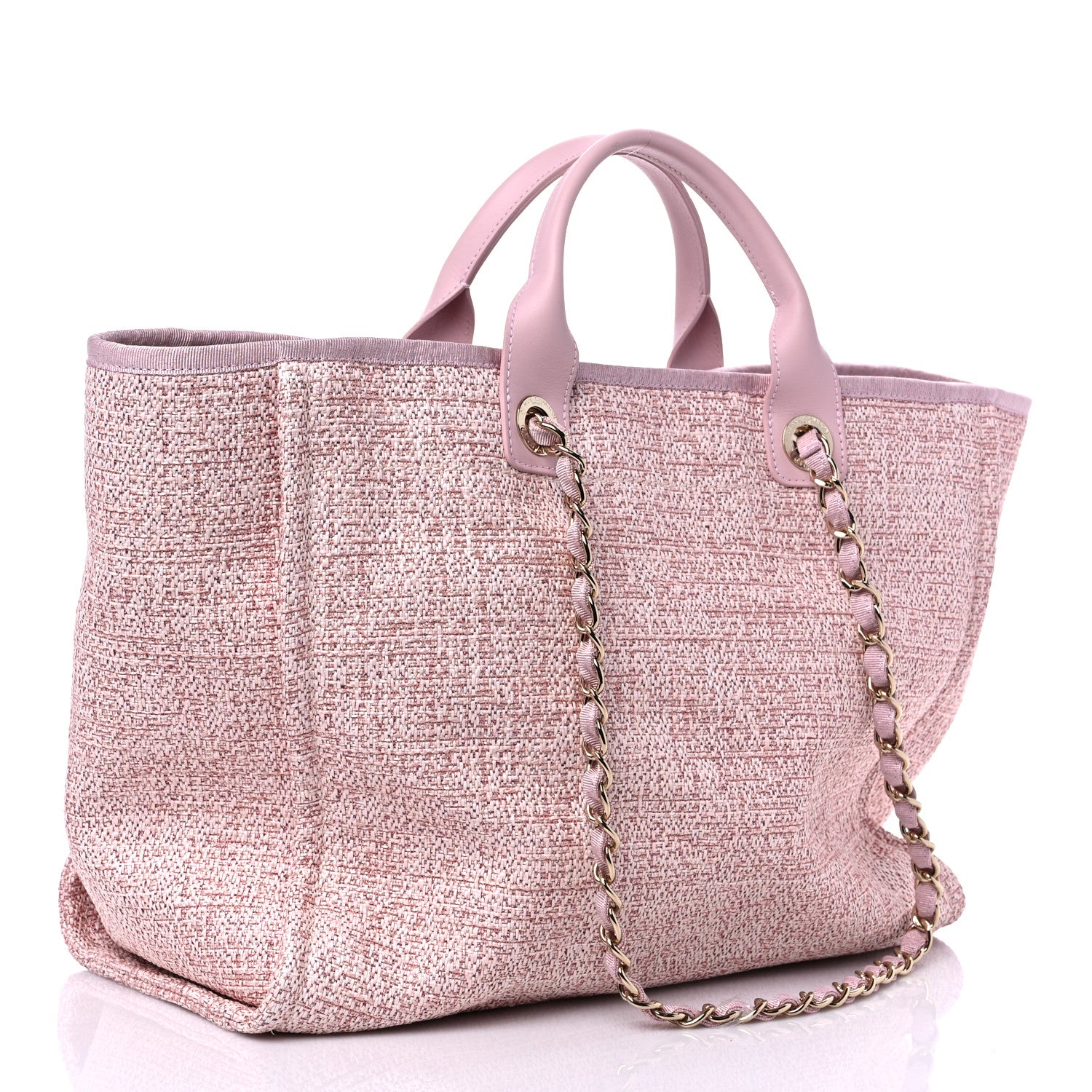 Chanel Lurex Boucle Deauville Medium Tote Pink 3 of 7