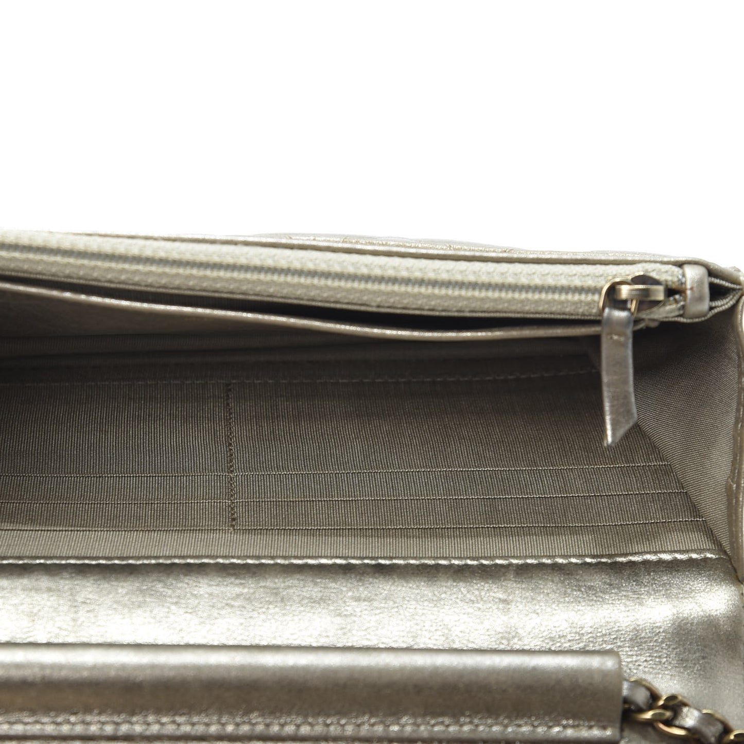 Metallic Lambskin Quilted Boy Wallet On Chain WOC Gold