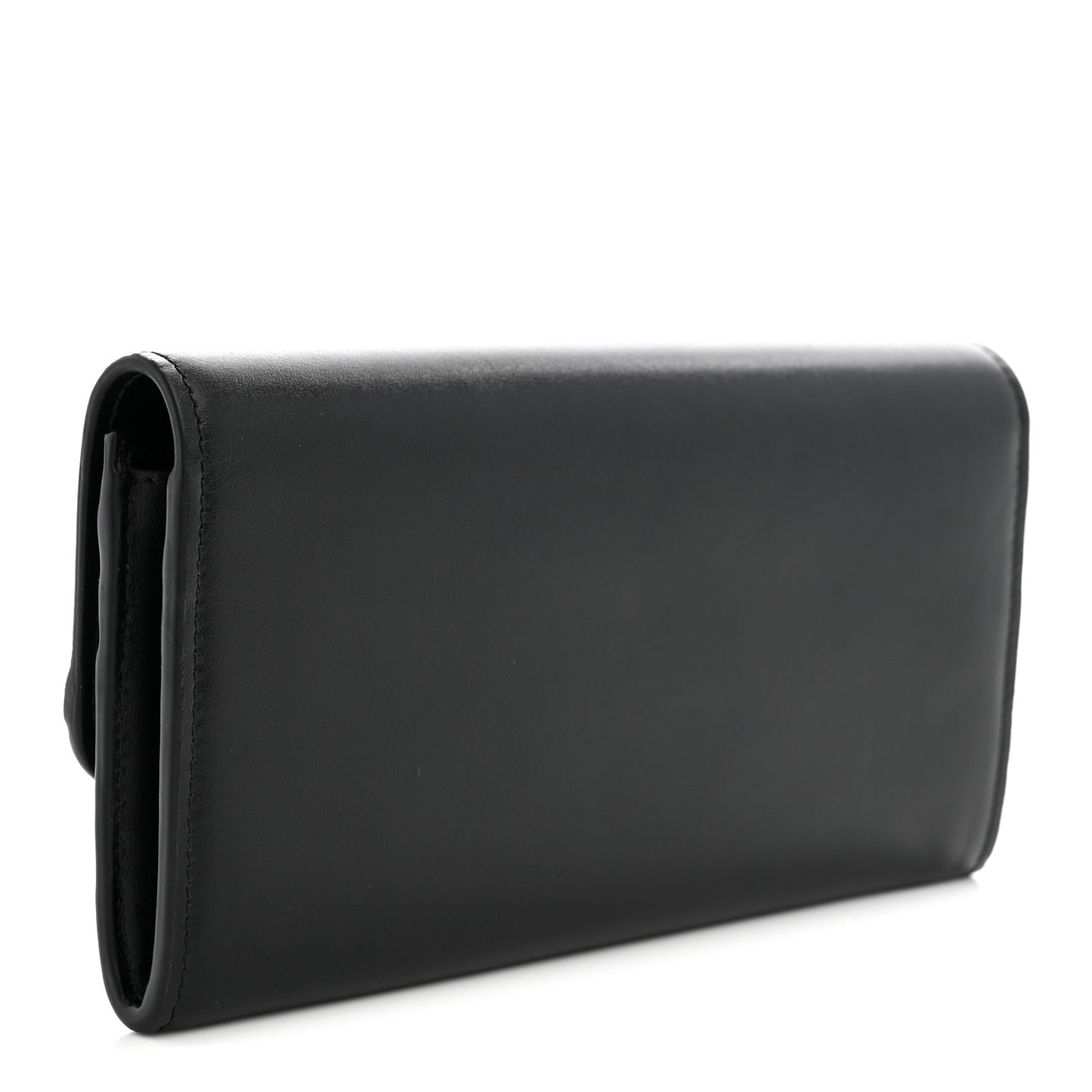 Calfskin Long Flap C Wallet Black
