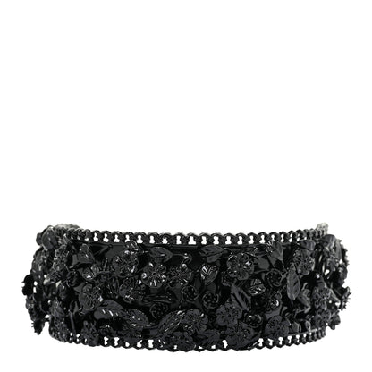 Chanel Enamel Flower Chain Choker Necklace Ruthenium Black 1 of 7