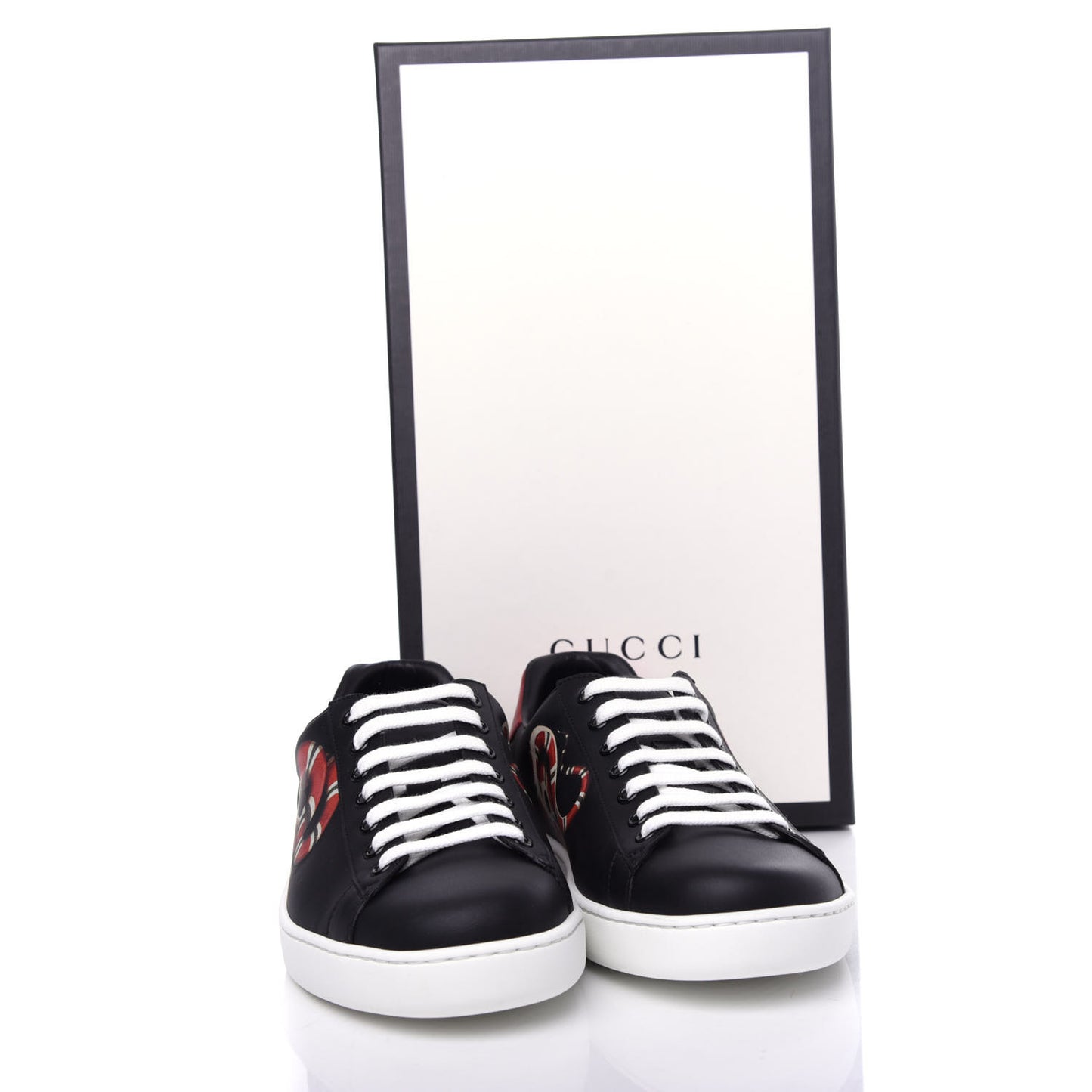 Calfskin Kingsnake Mens Ace Sneakers 8 Black Multicolor