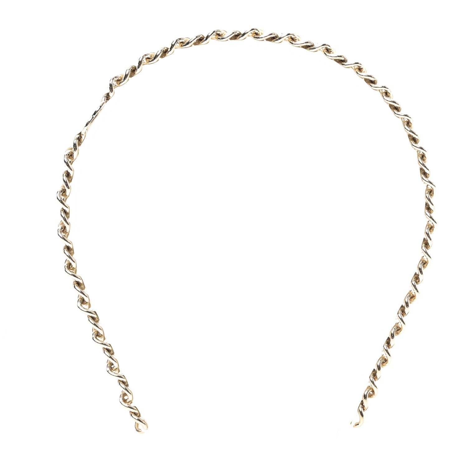 Chanel Metal Lambskin CC Chain Headband Gold White 3 of 5