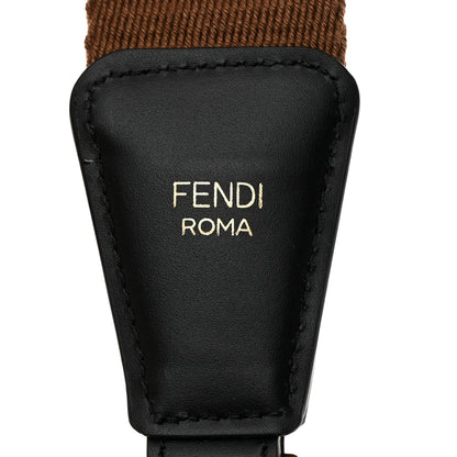 Fendi Jacquard Ribbon Vitello King FF Adjustable Strap You Fango Marrone Black 3 of 5