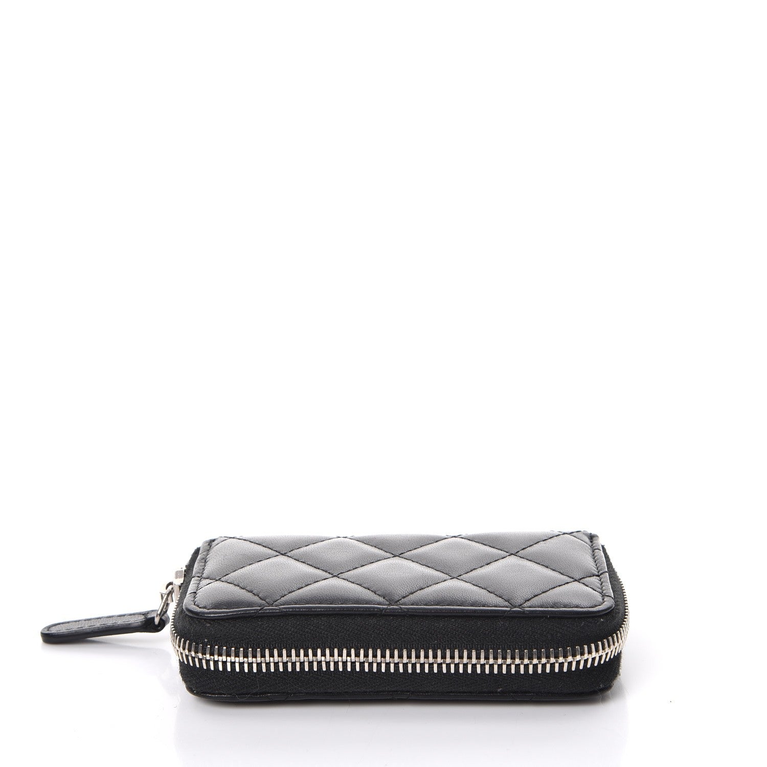 Chanel Lambskin Quilted Zip Around Coin Purse Wallet Black 8 of 9