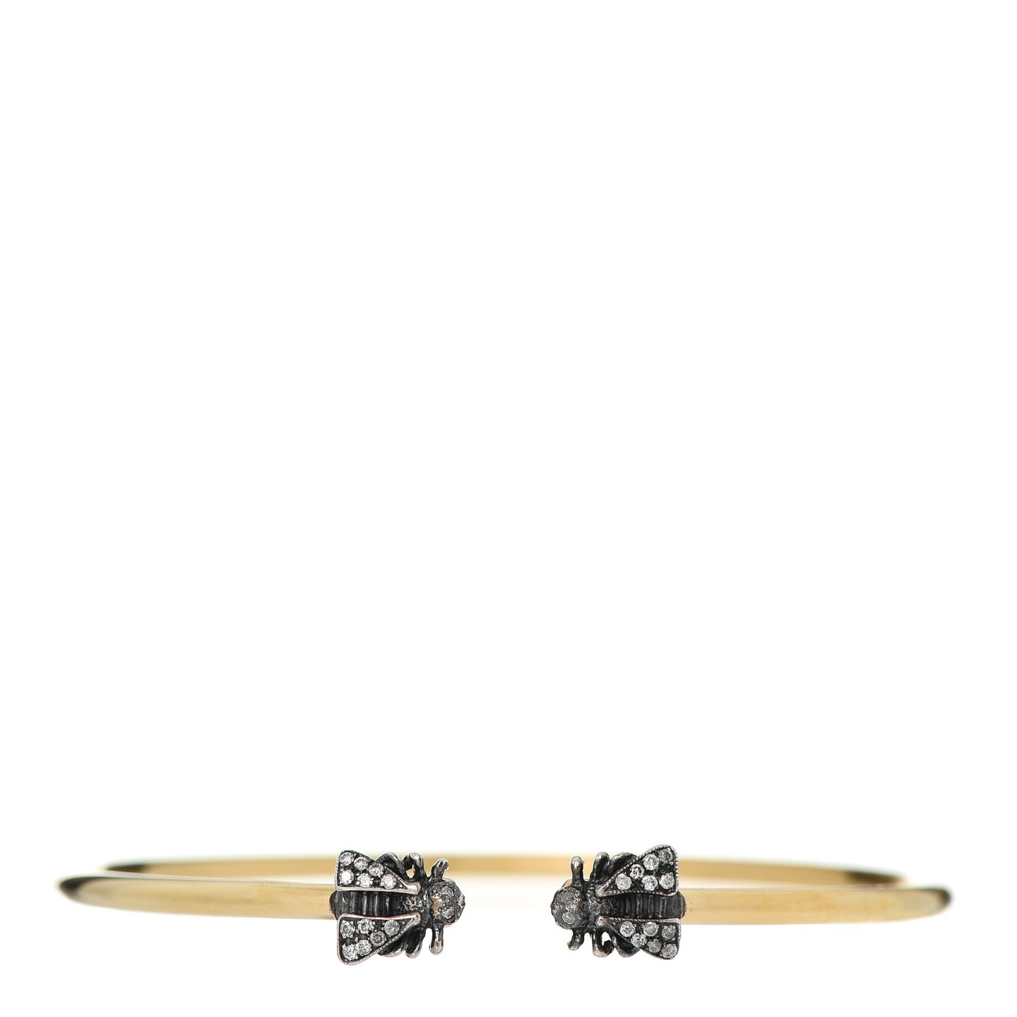 18K Yellow Gold Sterling Silver Gray Diamond Le Marche Des Merveilles Bee Cuff Bracelet