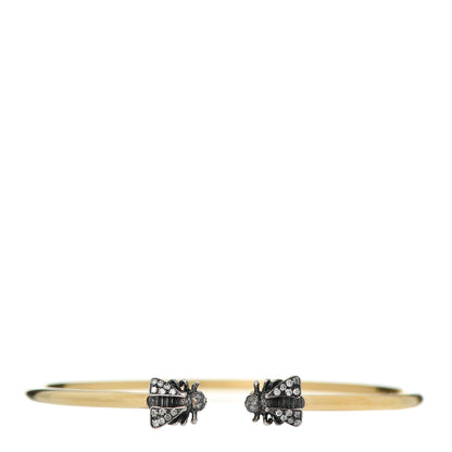 Gucci 18K Yellow Gold Sterling Silver Gray Diamond Le Marche Des Merveilles Bee Cuff Bracelet 1 of 5