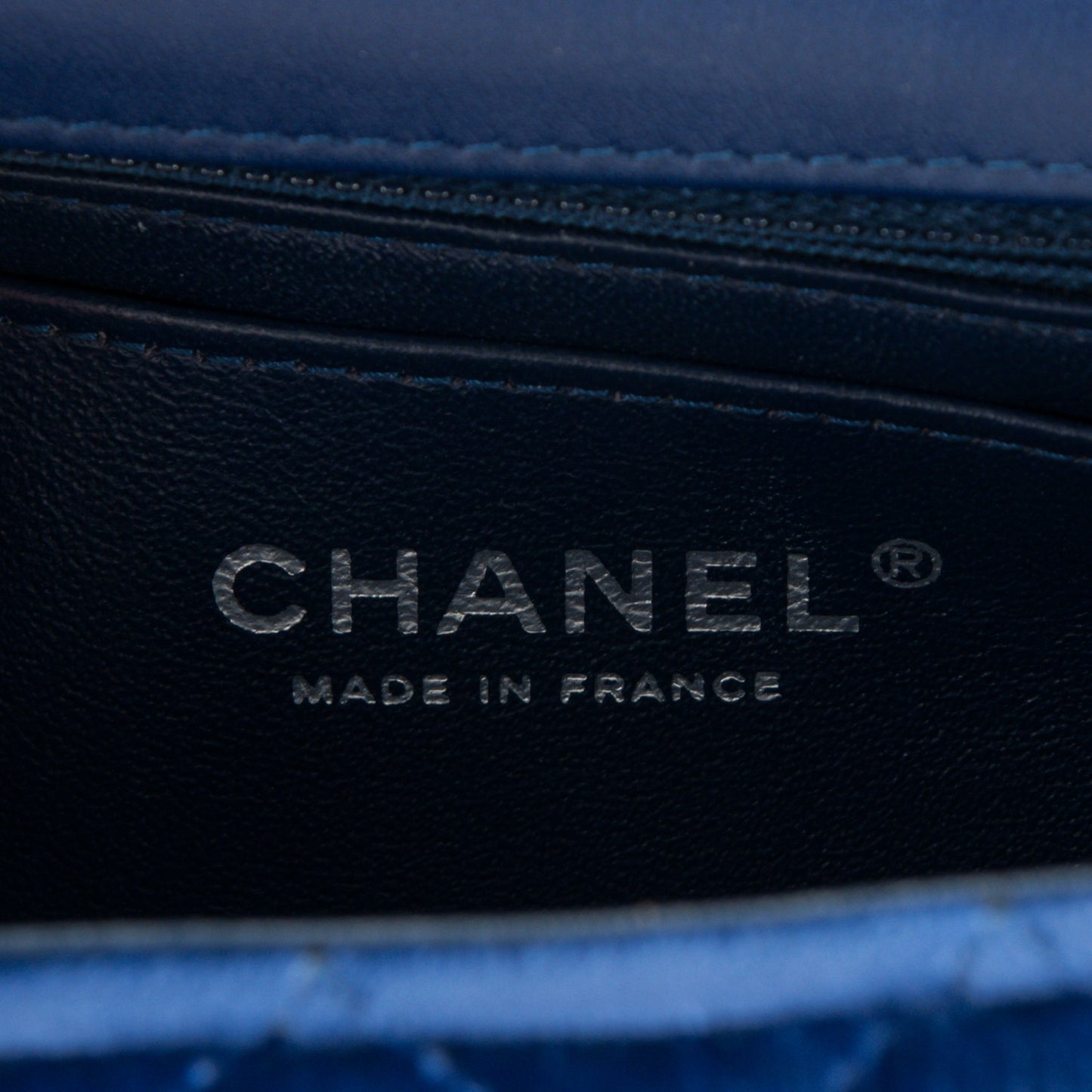 Velvet Quilted Mini Rectangular Flap Blue