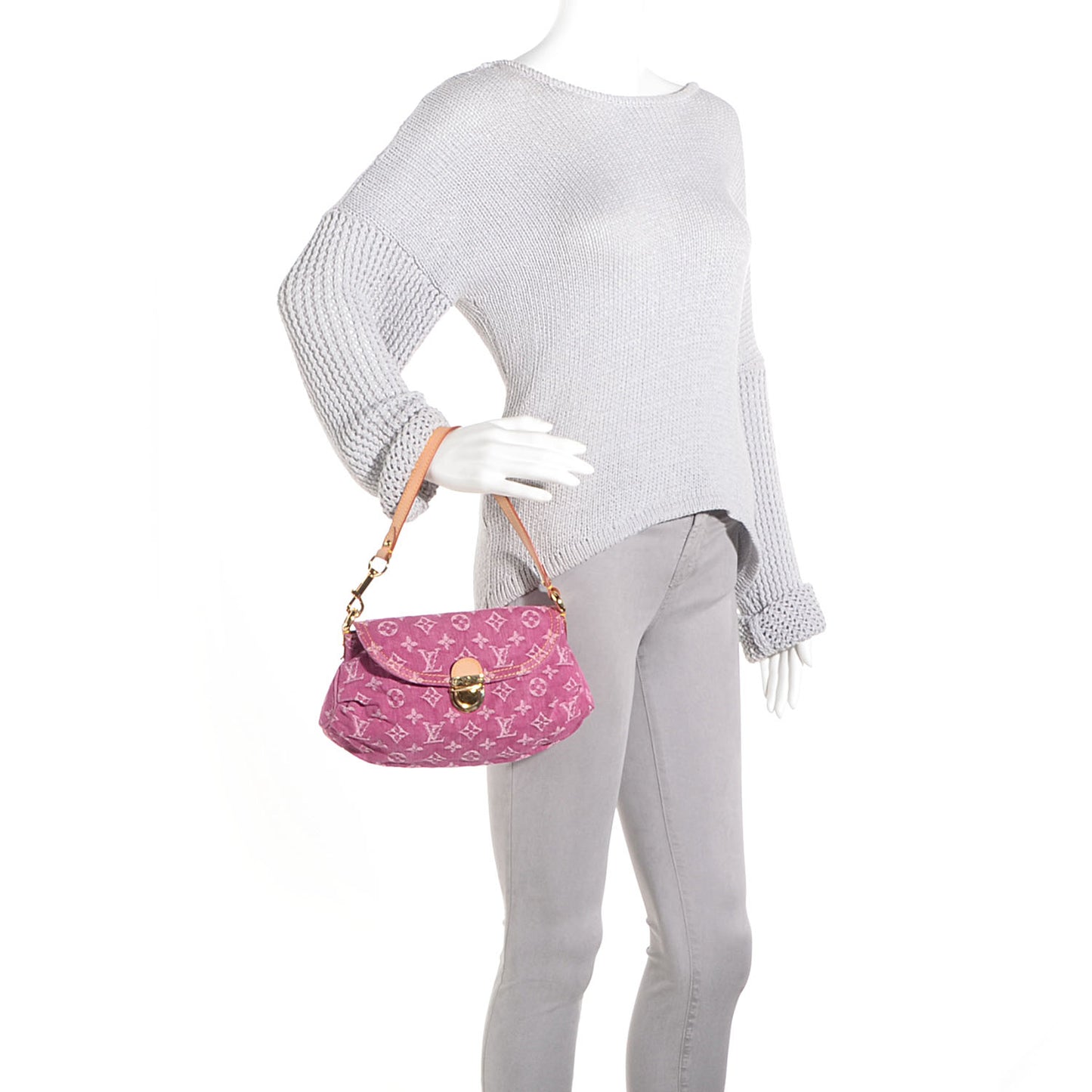 Monogram Denim Mini Pleaty Fuchsia