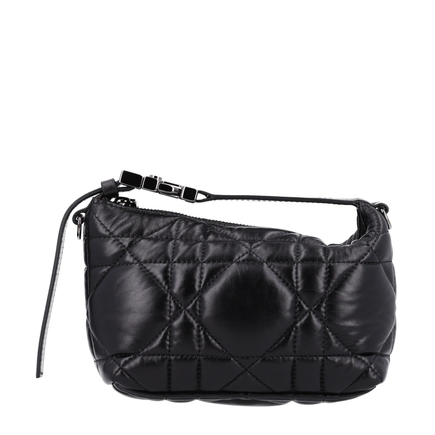 Calfskin Macrocannage Small Diortravel Nomad Pouch Black