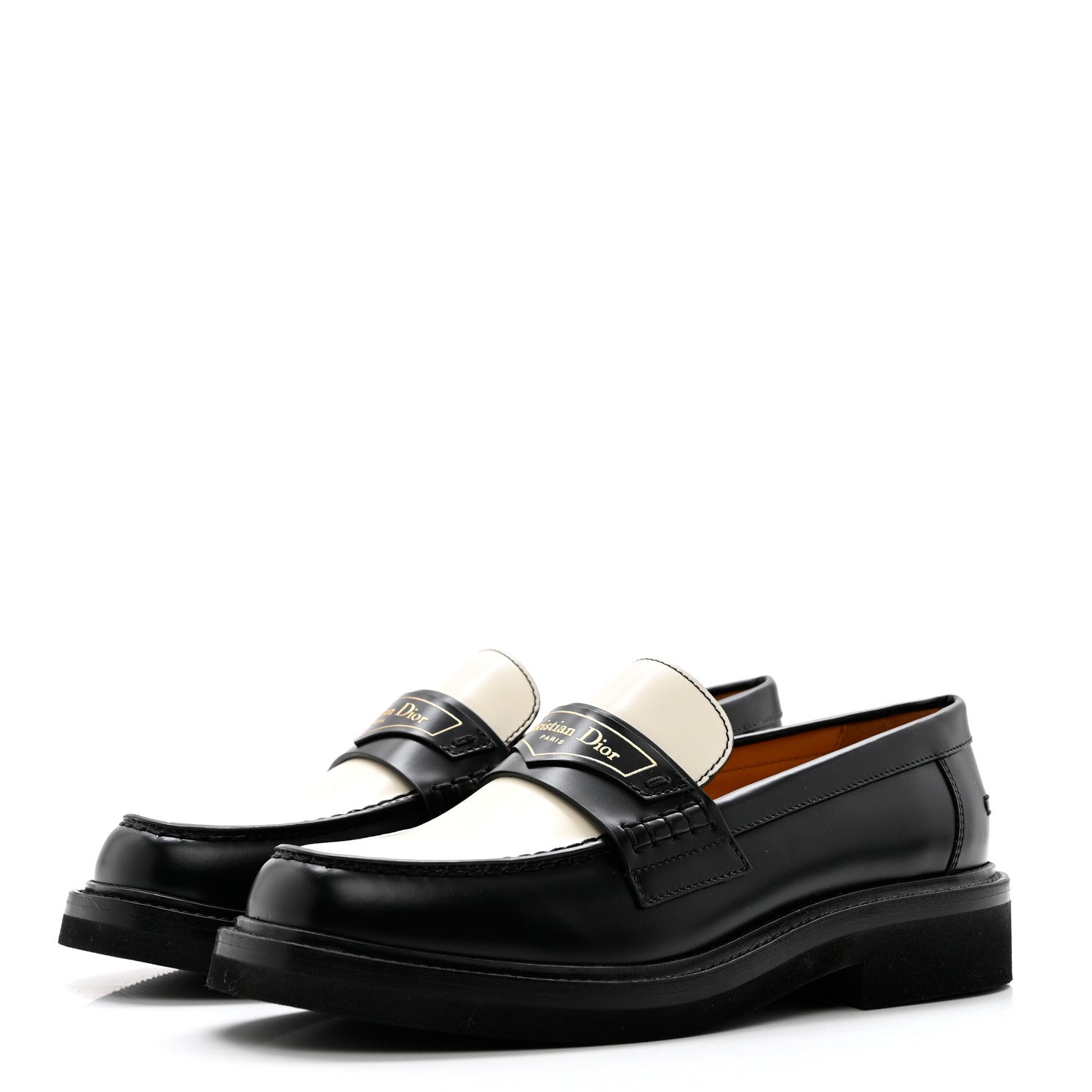 Christian Dior Brushed Calfskin Boy Loafers 35.5 Black White 3 of 9