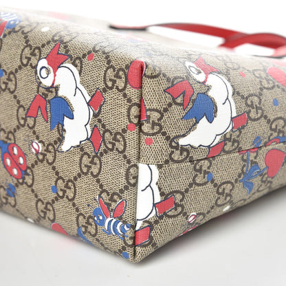 Gucci GG Supreme Monogram Kids Ducks Tote Red 9 of 9