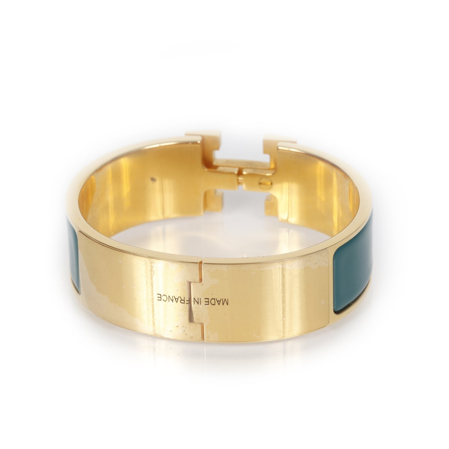 Enamel Clic Clac H Bracelet Wide Green Gold